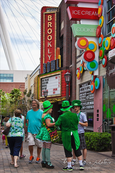 People wearing green at the Linq Promenade on St.Patrick.s Day