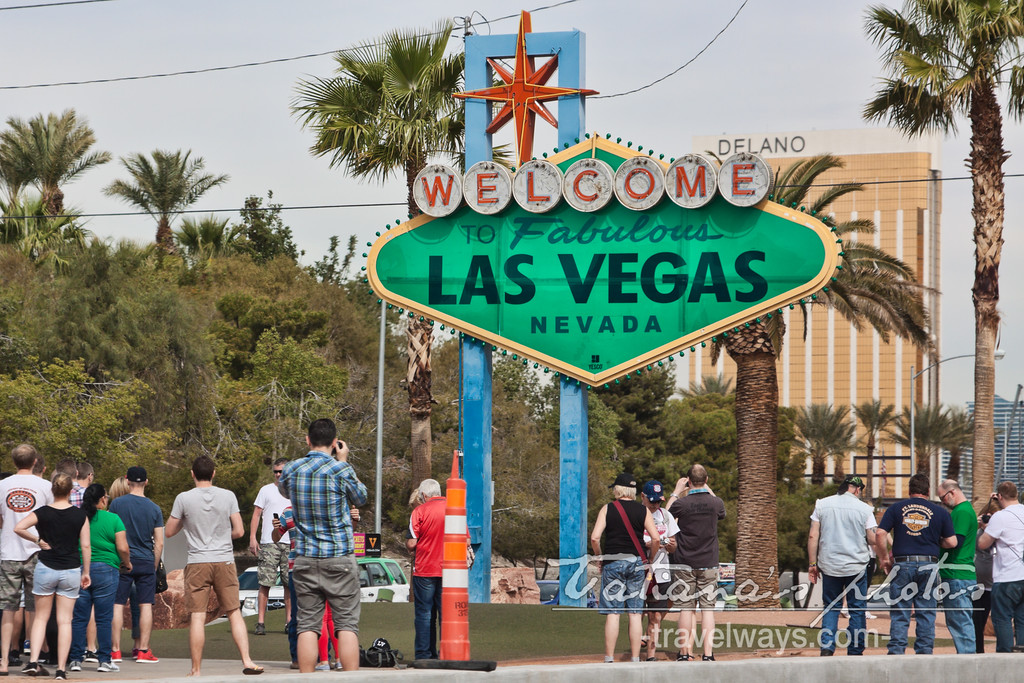 Green Welcome sign on St.Patrick's Day Las Vegas