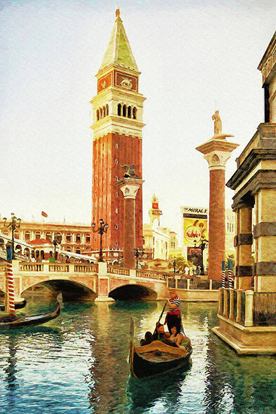 Gondola ride at Venetian, Las Vegas Art Print Tatiana Travelways