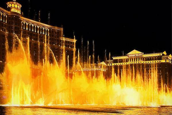 Dancing waters at Bellagio Las Vegas at night